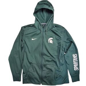 MICHIGAN STATE SPARTANS Sweater Adult XL Green NIKE Swoosh Full Zip Hooded NCAA